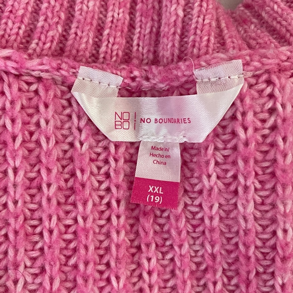 No Boundaries Pink Chunky Knit V-Neck Sweater | Size XXL (19) - Picture 6 of 11